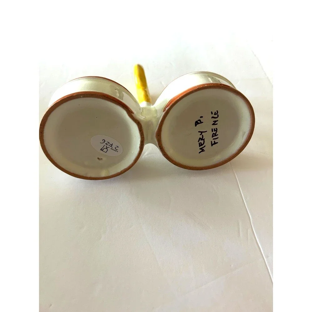 Sunflower Salt and Pepper Shakers with Caddy Signed Italian Pottery Stoppers